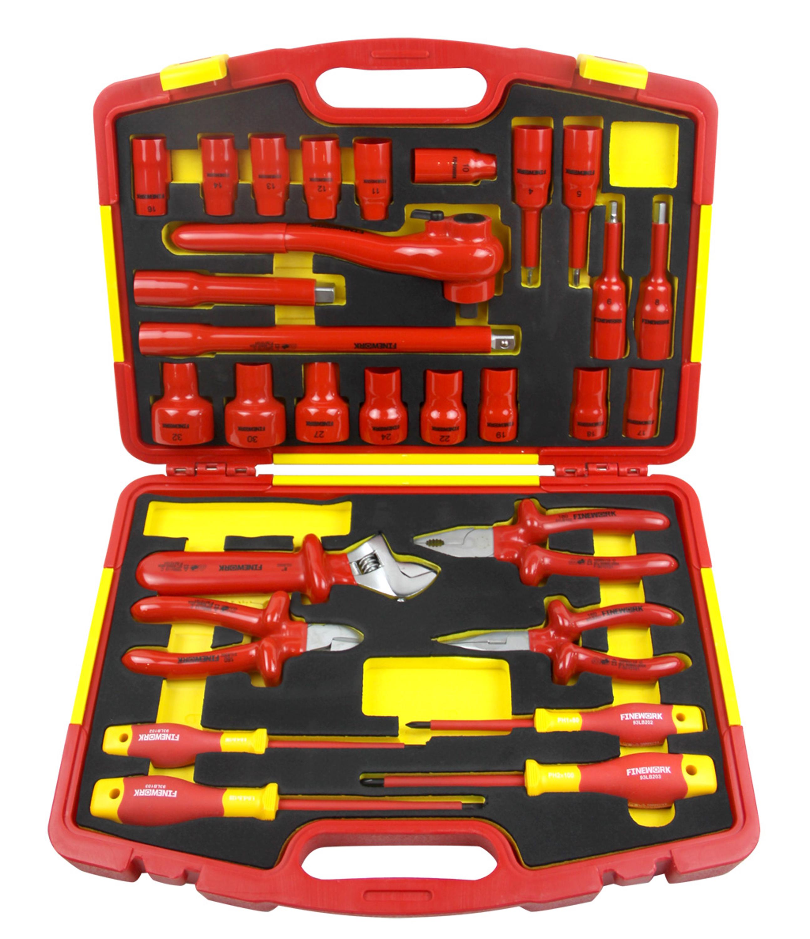 29 Pcs Insulated Pliers, Insulated Screwdriver, Insulated Socket Insulated Adjustable Wrench in Insulated Tool Set