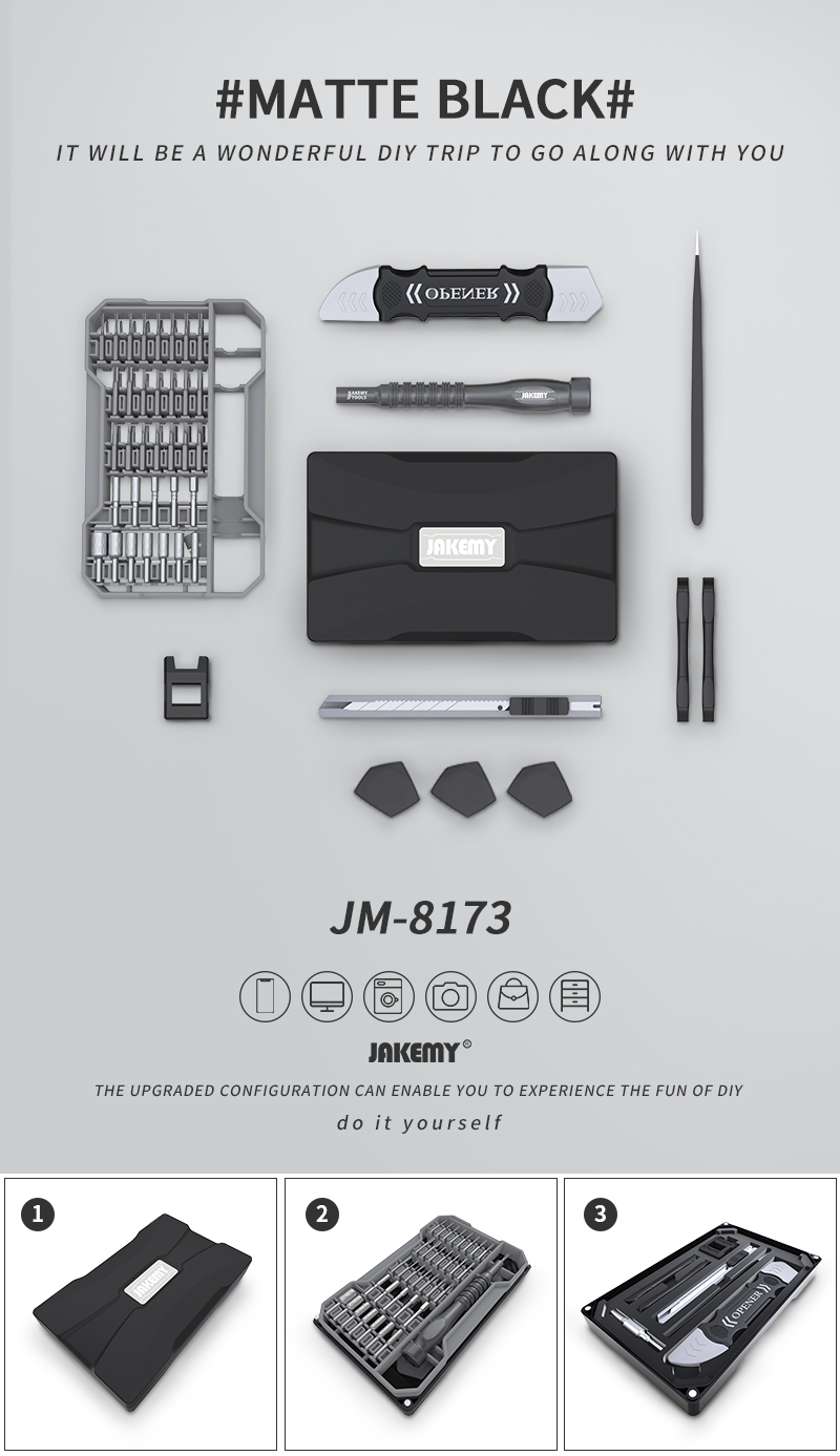 New Product JM-8173 Professional Screwdriver Repair Tool box Set with Multi-layer Design for Home Improvement DIY Repair