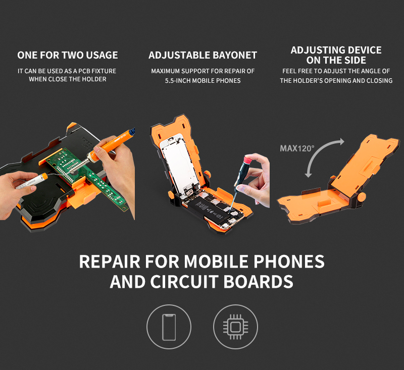 JAKEMY JM-Z13 4 IN 1 Easy and simple to handle smart mobile phone repair stand holder DIY repair tools for phone pad