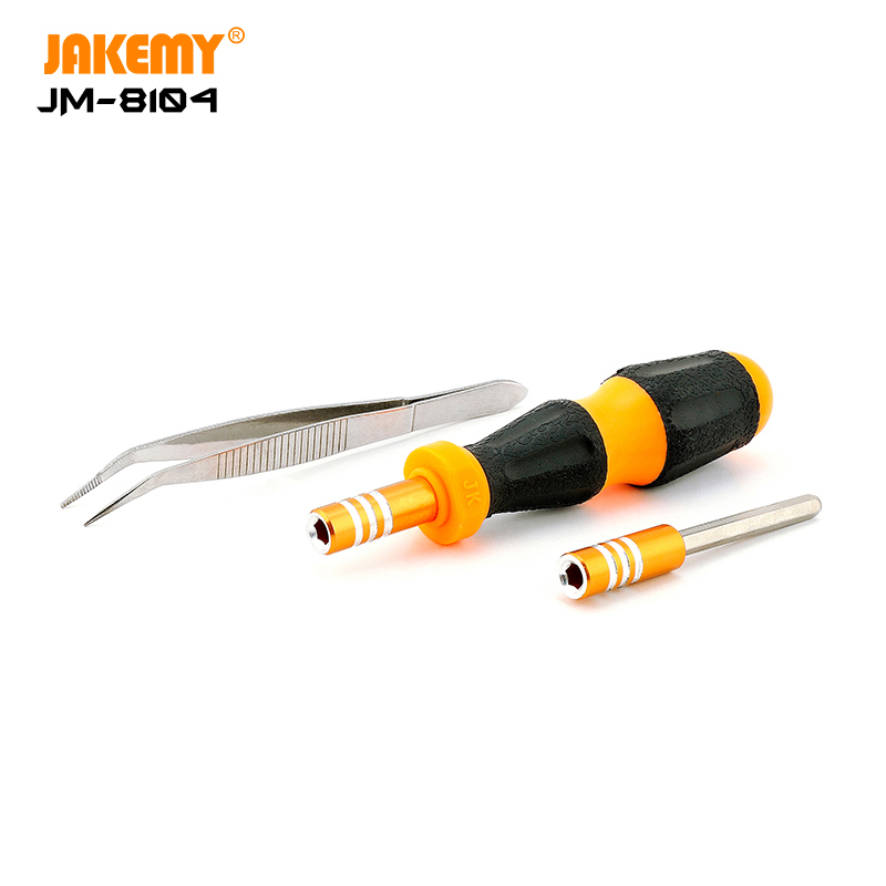 JAKEMY JM-8104 Precision Mini Screwdriver DIY Tool Set with Extension Bar Stainless Tweezers for Cellphone Computer Repair
