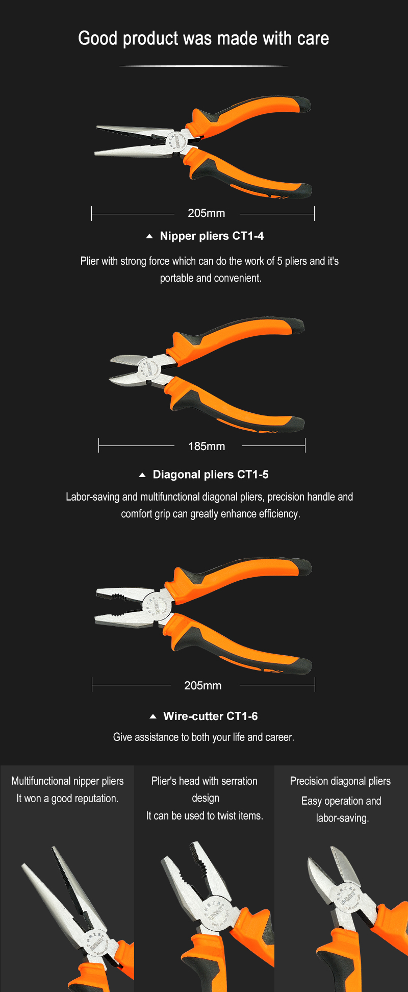 JAKEMY Wholesale Precision Stainless Pliers DIY Hand Tool for Twisting Cutting Wire Electronics Maintenance