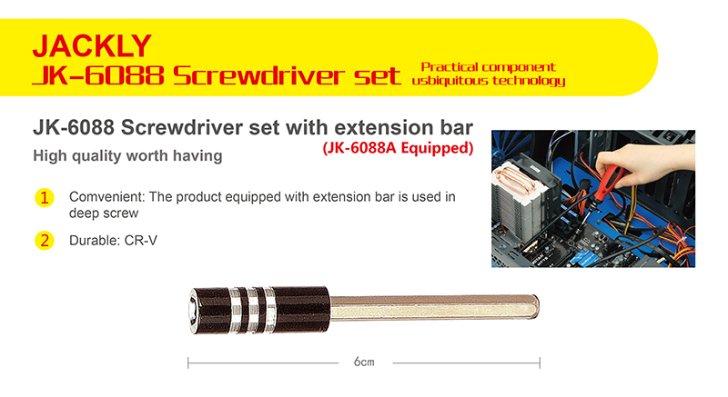 JACKLY JK-6088A Mini Screwdriver Tool Kit Box Set for DIY Repair Phone Laptop