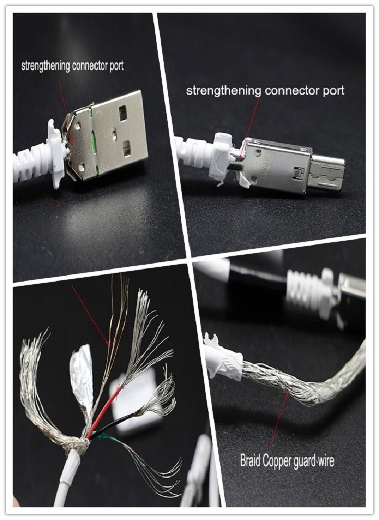 High Quality black white Android usb data cable for Samsung S4