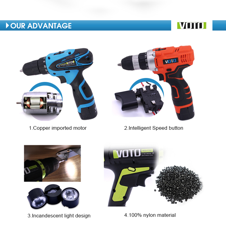 High quality rechargeable 25v double speed cordless drill machine hand portable  10mm tools electric power