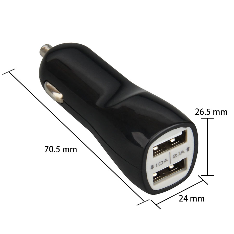 2.1A+1A Dual 2 USB Port Car Charger Adapter for Universal Smart Phone Tablet