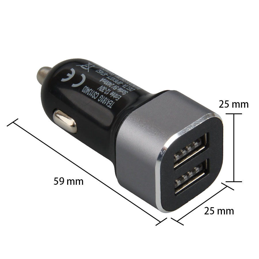 Fast Charging Speed  Mini Mobile Phone Accessory 5V 2.4A Dual USB Car Charger For Smartphone Tablet GPS