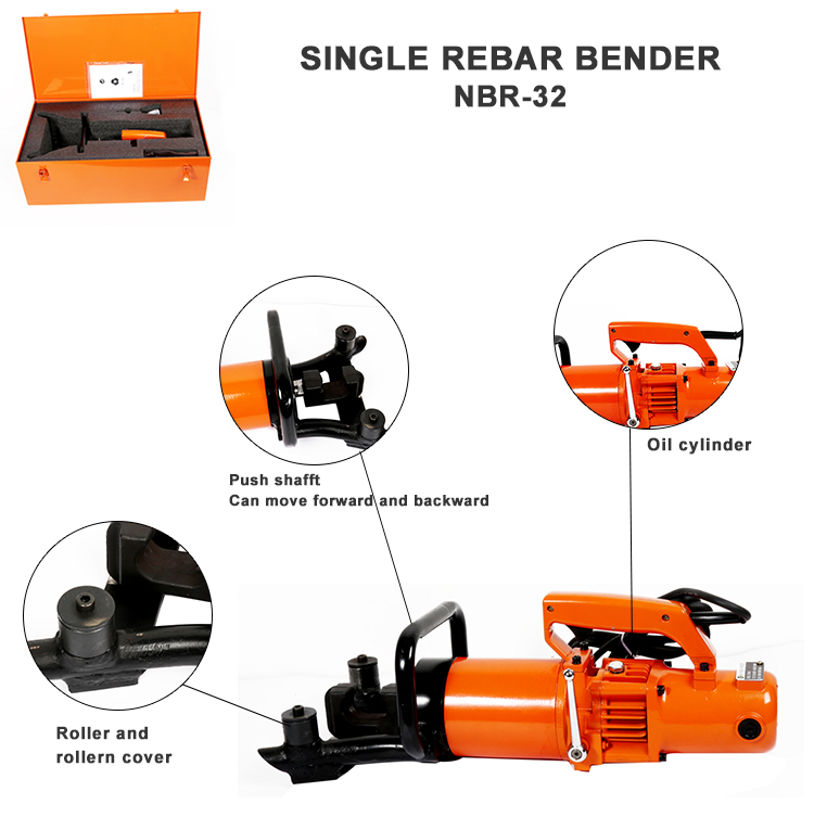 32mm Automatic rebar bending machine portable hydraulic rebar bender