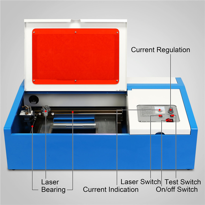 OrangeA Laser Engraving Machine 40W CO2 Laser Engraver 300 x 200mm Laser Cutting Machine with Exhaust Fan USB Port
