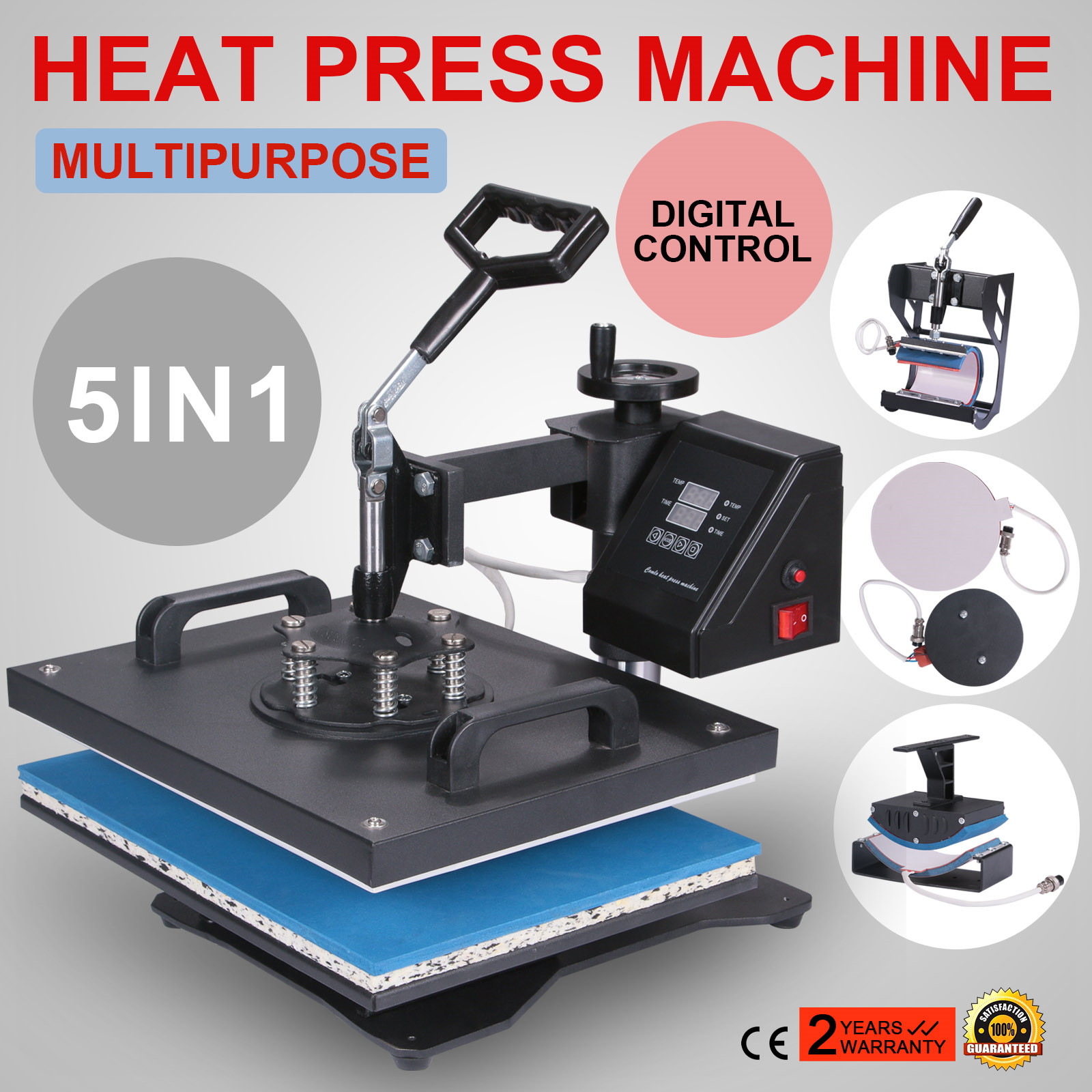 Heat Press Hat Press Heat Press Machine for T Shirts Cup Mug 5 in 1 Multifunctional Transfer Sublimation T Shirt P