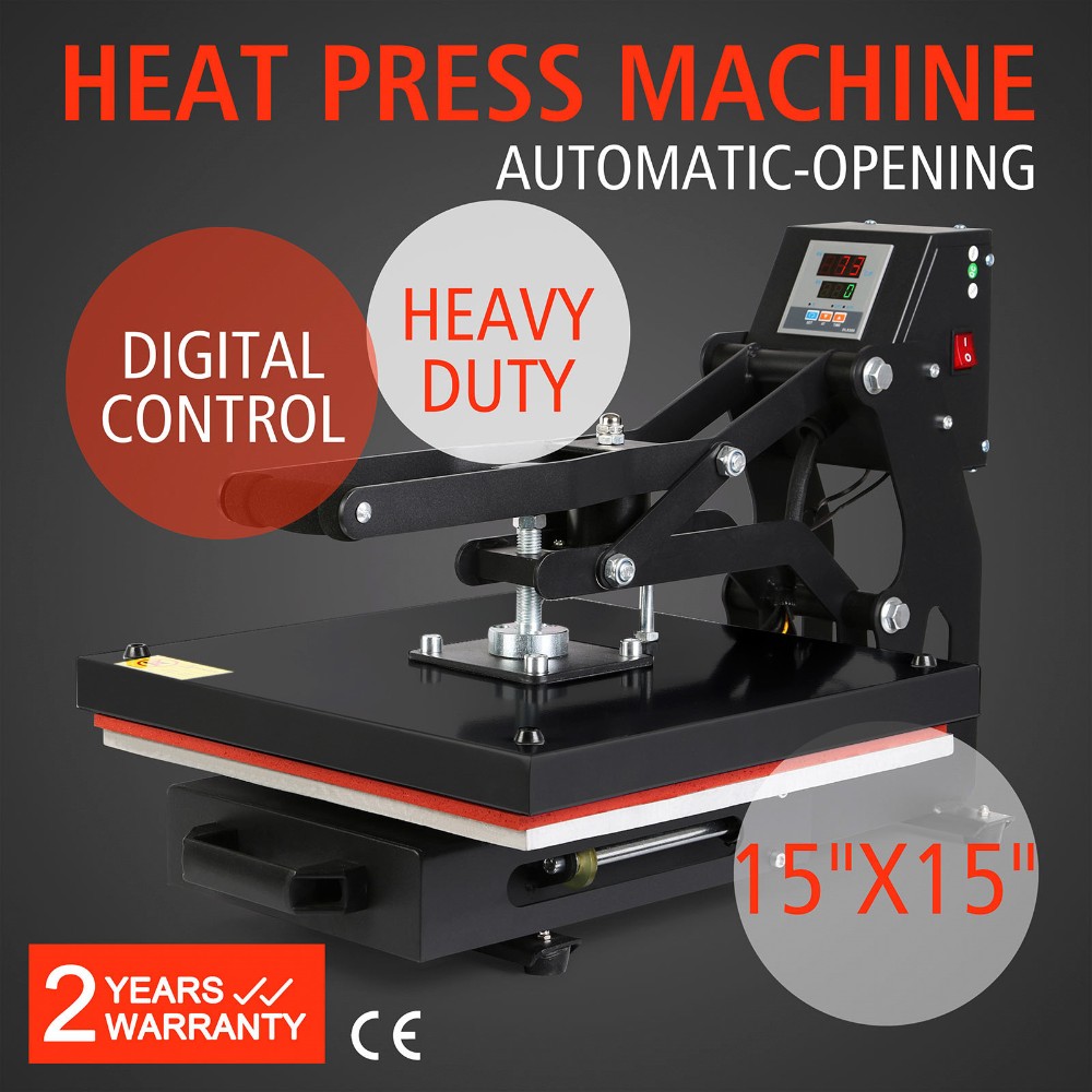 Heat Press Machine 15x15Inch Auto Open Heat Press 1400W Heat Press Machine for T Shirts High Pressure Rigid Steel Frame