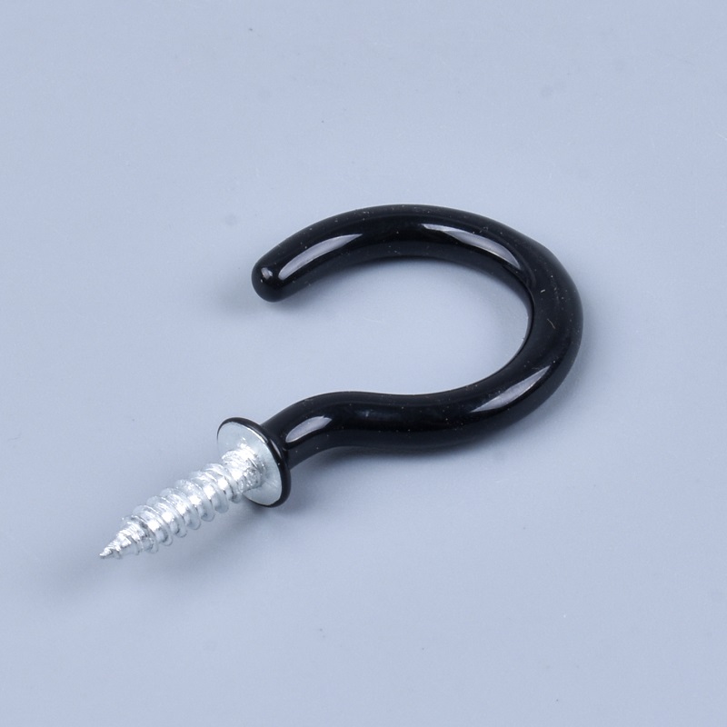 Shanfeng 1.5" Black Plastic Coated Mug Hooks With Wall Plug