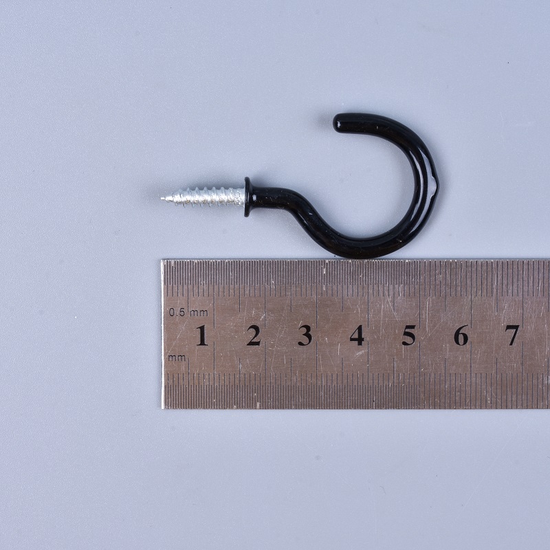 Shanfeng 1.5" Black Plastic Coated Mug Hooks With Wall Plug