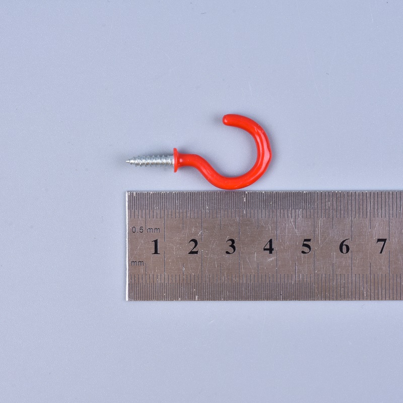 Shanfeng Screw Cup Hook Red Vinyl Coated Hooks With Plastic Anchor