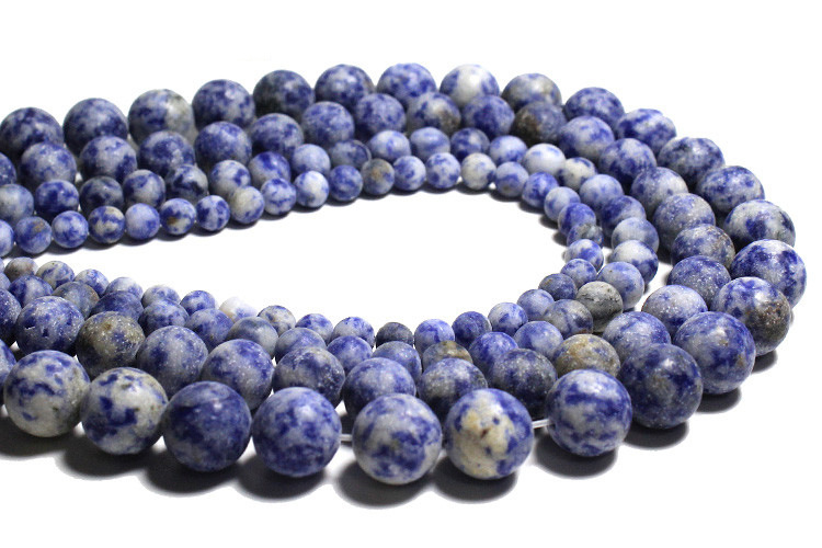 Wholesale Natural Dull Polish White Point Sodalite Stone Beads For Jewelry Making DIY Bracelet Necklace 4/6/8/10/12mm 15''