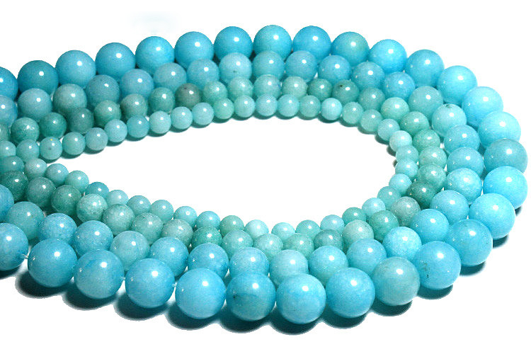 Wholesale Blue Beads Natural White Stone Beads For Jewelry Making  Amazonite Color  Diy Bracelet Necklace 4/6/8/10/12mm Beads