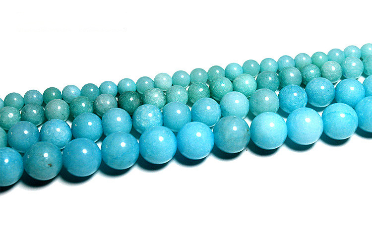 Wholesale Blue Beads Natural White Stone Beads For Jewelry Making  Amazonite Color  Diy Bracelet Necklace 4/6/8/10/12mm Beads