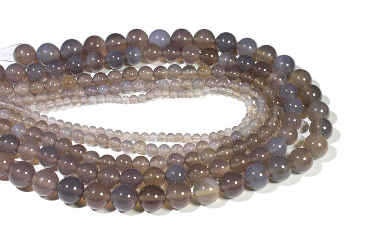 Wholesale Round Gray Agat Natural Stone Beads For Jewelry Making DIY Bracelet Necklace Material 4/ 6/8/10/ 12 mm Strand 15''