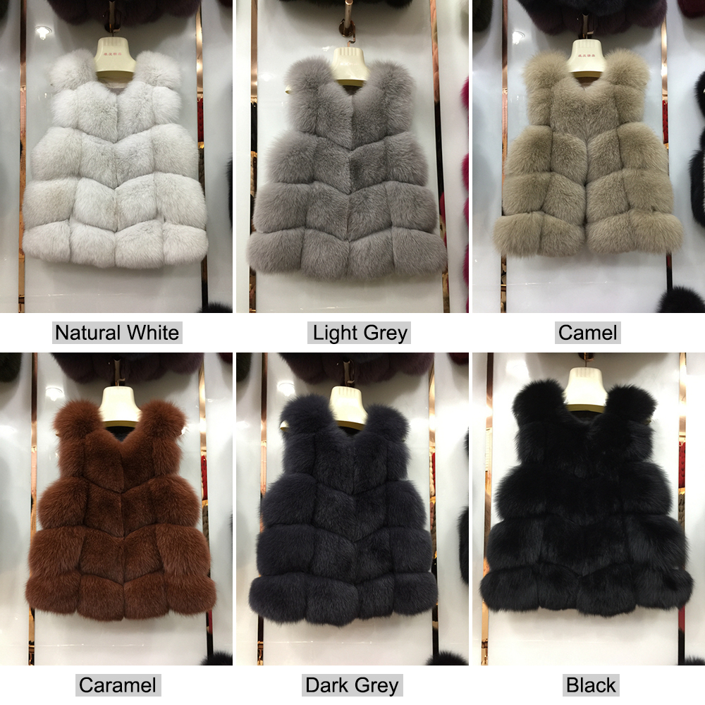 Wholesale Women's Real Fox Fur Vest Autumn Winter Fashion Gilet Lady Casual Waistcoat