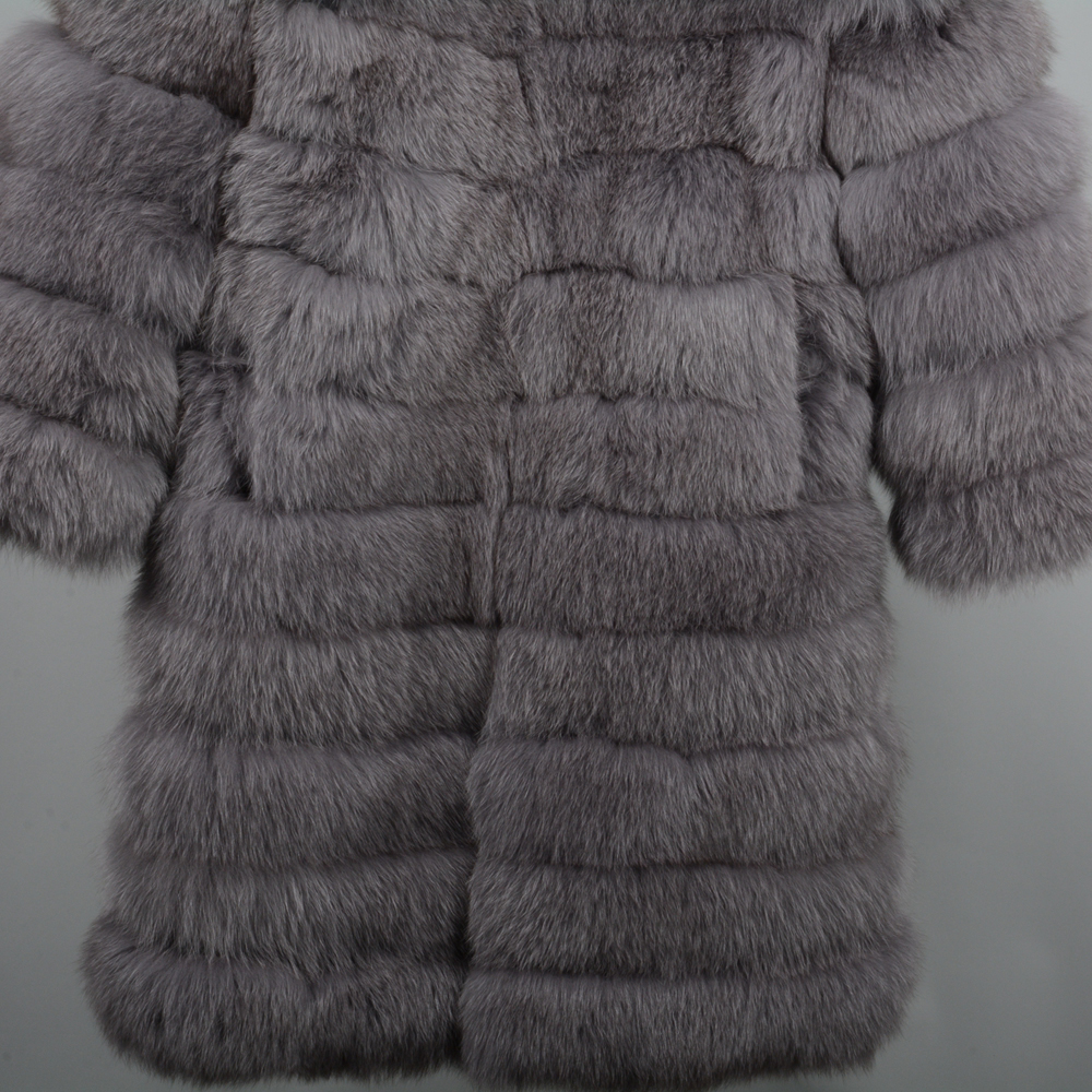 Stable Quality 11 Rows Winter Warm Real Fox Fur Long Coats Women's Outerwear Genuine Fur Jacket Overcoat