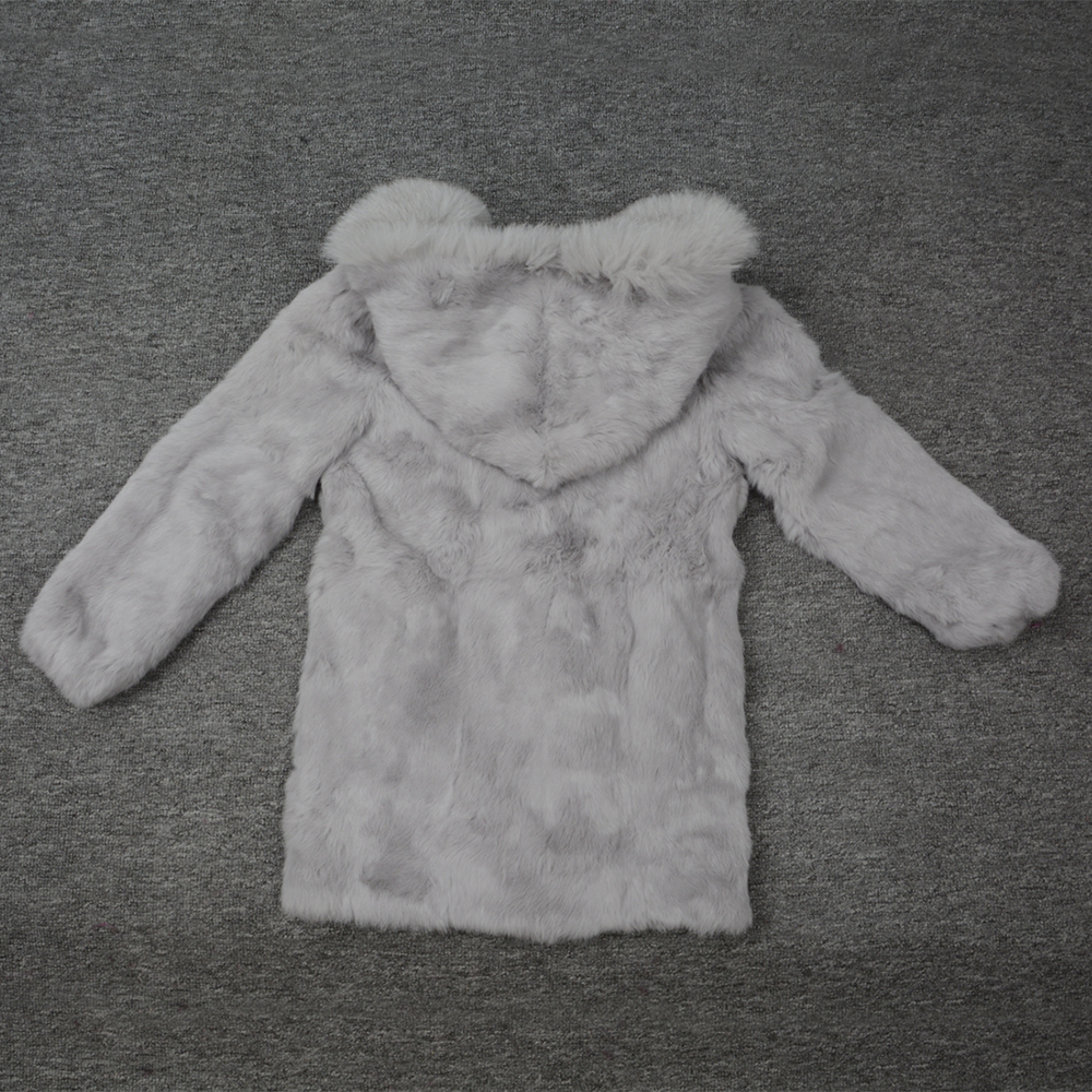 Service Supremacy Rabbit Fur Long Coat Autumn Winter Outerwear Genuine Fox Fur Collar Jacket