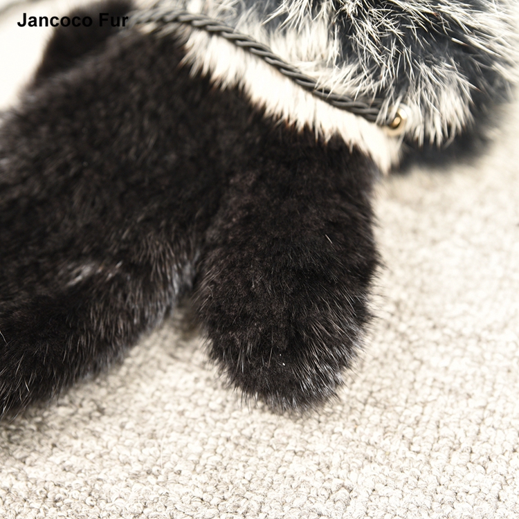 Top Quality Real Mink Fur Gloves Real Fox Fur Cuff Winter Warm Women's Fashion Glove Rope Detachable S7590