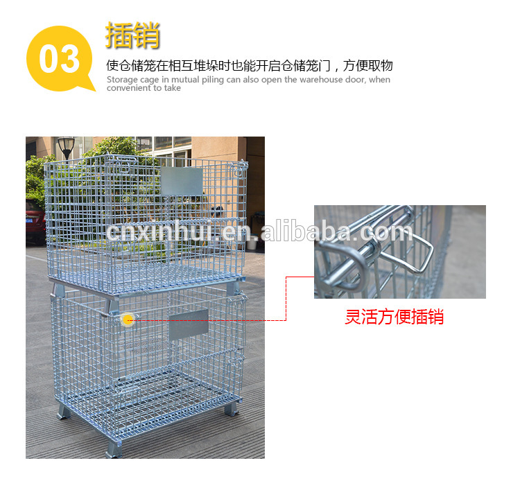 Warehouse foldable storage cage foldable wire mesh cage for storage in stock