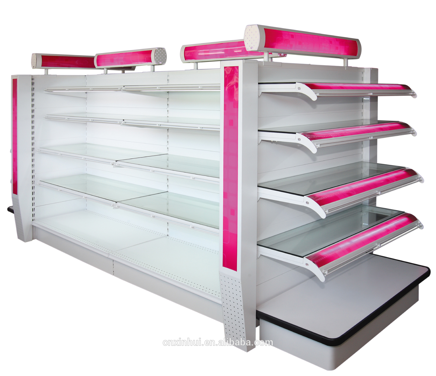 Double side & fashion supermarket gondola storage shelf