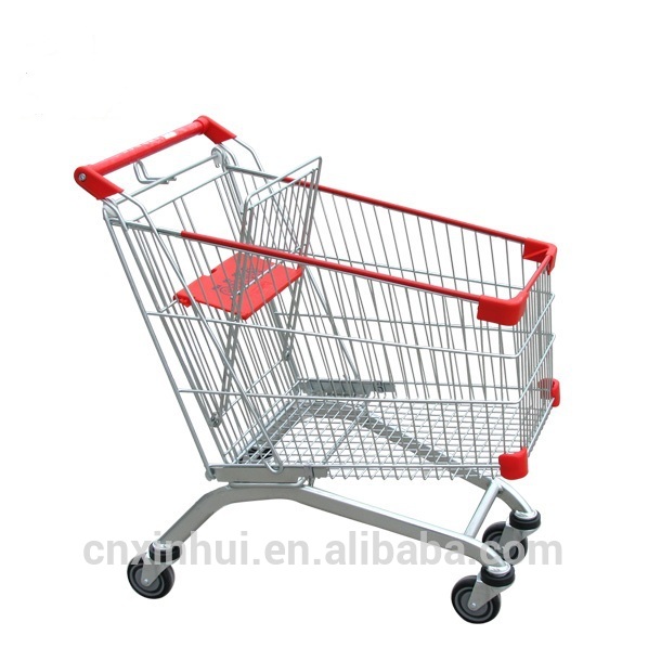 Wholesale factory manufacture Euro Type Shopping trolley/Supermarket shopping cart PVC/PU/TPR material castors with coins lock