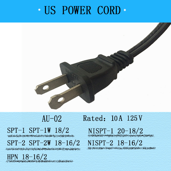 VDE approve H05VV-F European 2 pin ac power cord