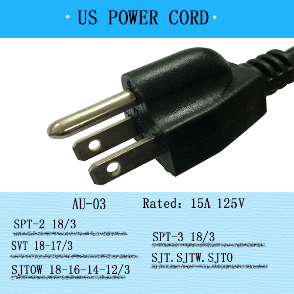 UL approved Black 3 prong with C13 ac power cord cable
