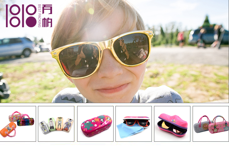 Factory supply kids handle sun glasses case with anime logo