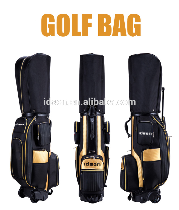wholesale custom men Canvas golf bag With Wheels and stand golf bag