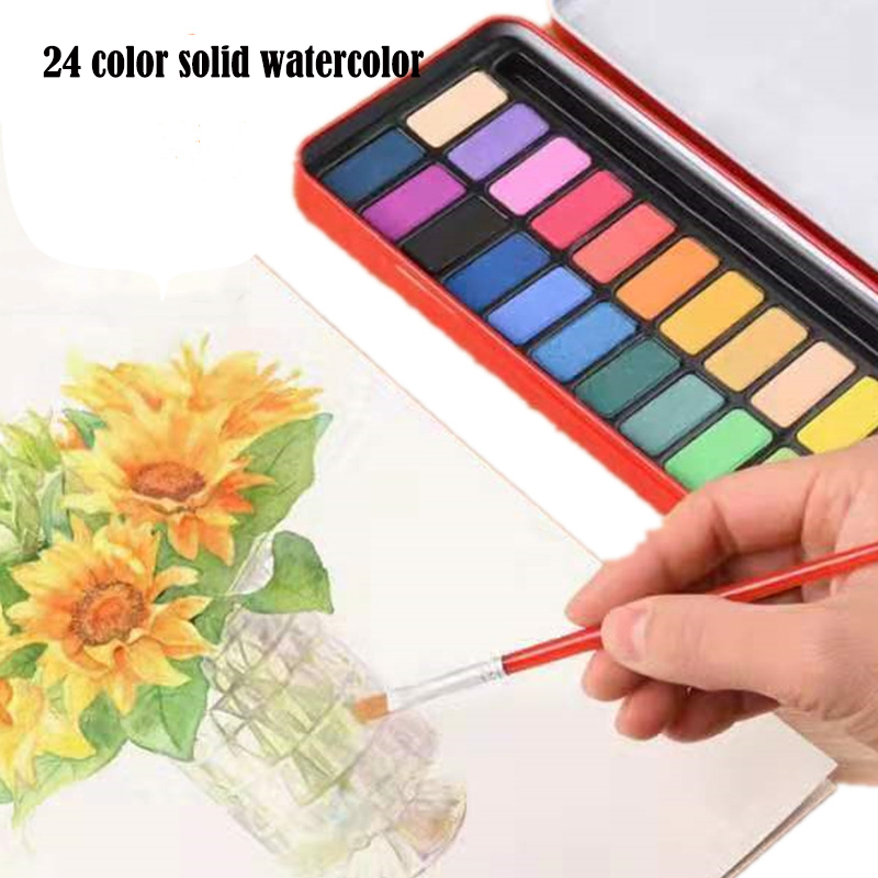 24 colors solid watercolor
