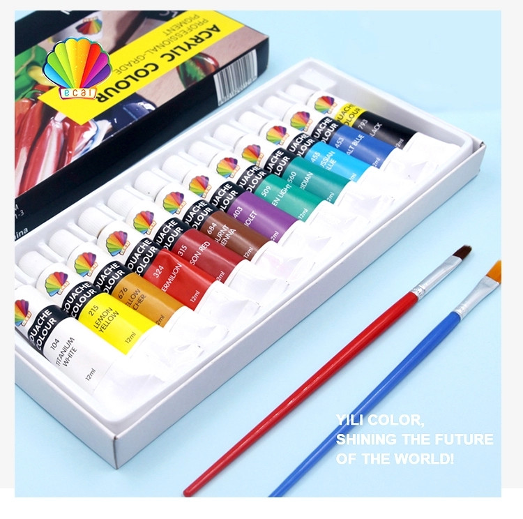 24Colors Solid gouache paint box portable gouache students with painting tools