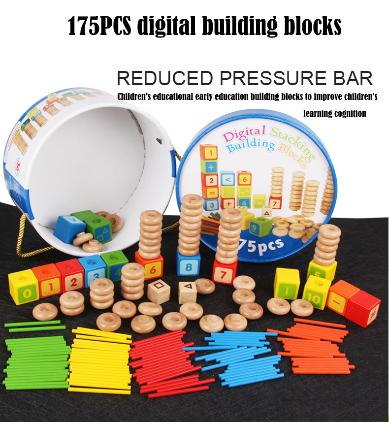 Wooden 175 puzzle numbers stacked blocks counting sticks preschool education kindergarten