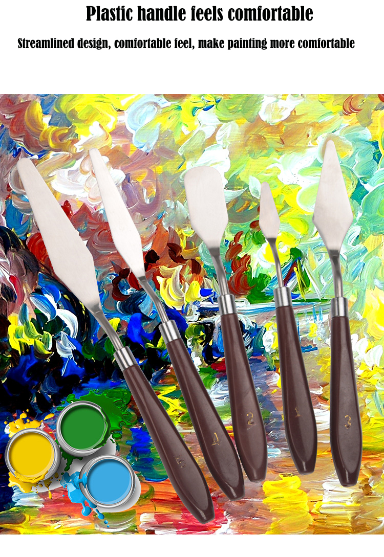 Oil painting knife new stainless steel palette scraper gouache paint scraper 5-piece set