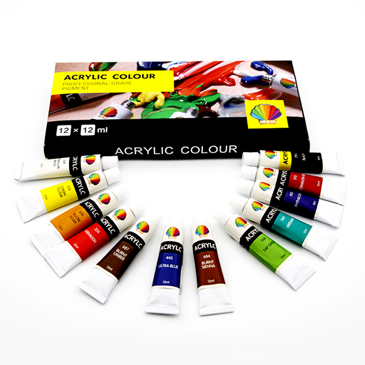 Manufacturer Wholesale 12color 12ml Professional Grade Acrylic Paint
