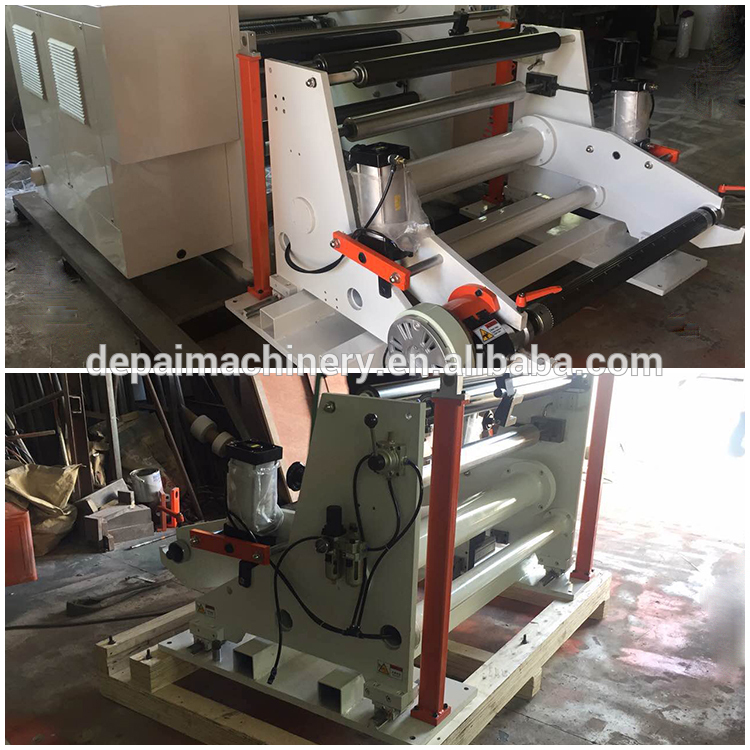Large width paper roll cutting and slitting machine with rewinder