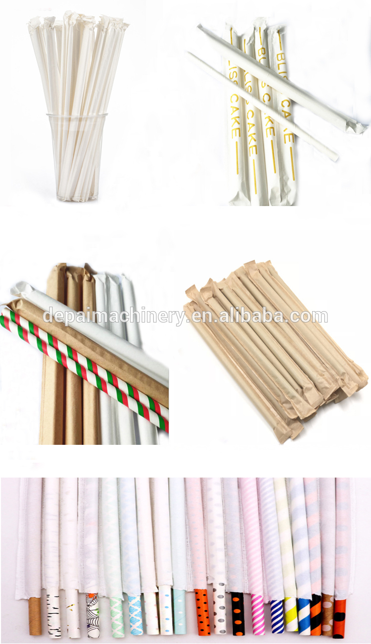 Automatic individual straws paper film wrapping packaging machine for PLA straws