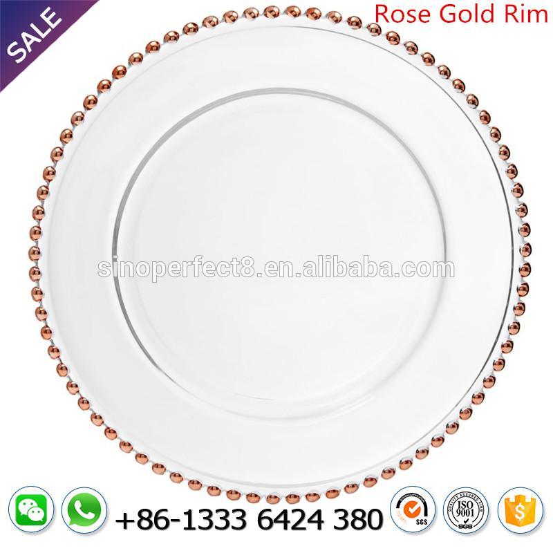 China glass under plate wedding decoration