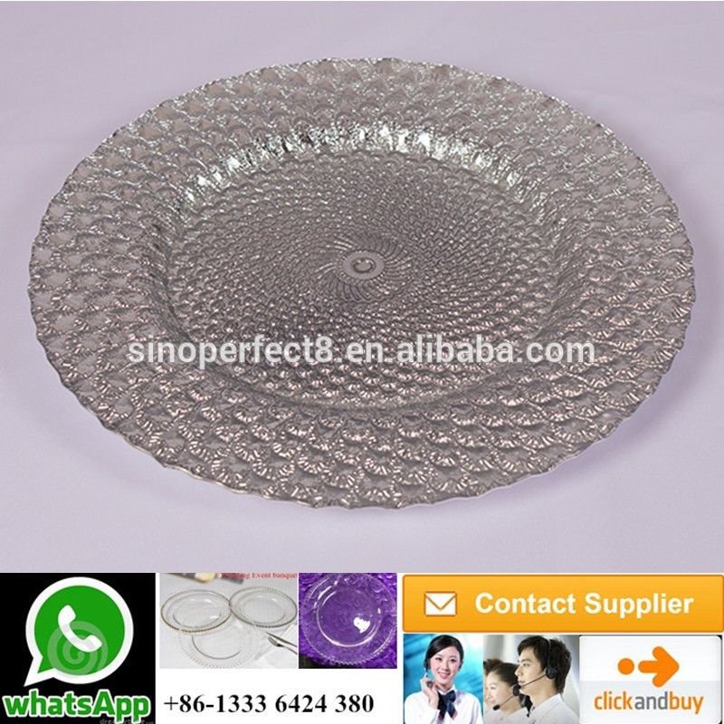 Wholesale glass gold charger plate for wedding