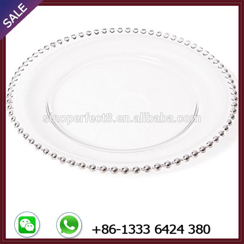 clear glass beaded charger plate