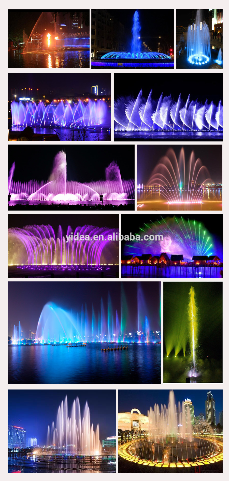 beautiful 1D 2D 3D digital water fountain nozzle with colorful led lights