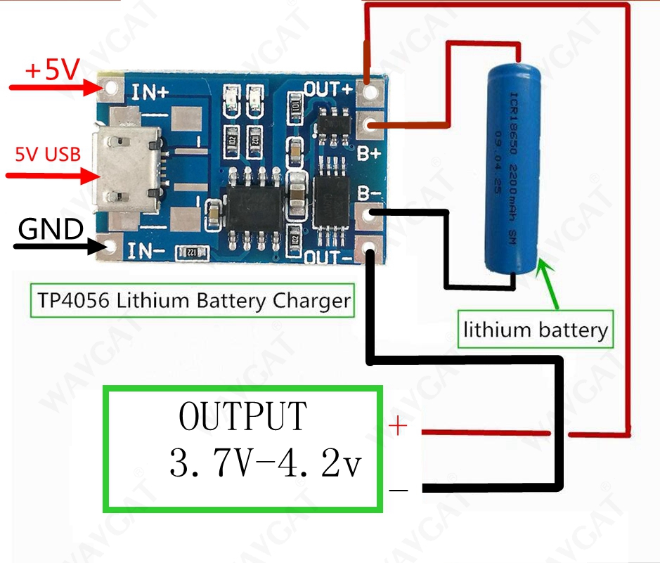 RDS Electronics Micro USB Charging Board With Protection Dual Functions  5V 1A 18650 TP4056 Lithium Battery Charger Module
