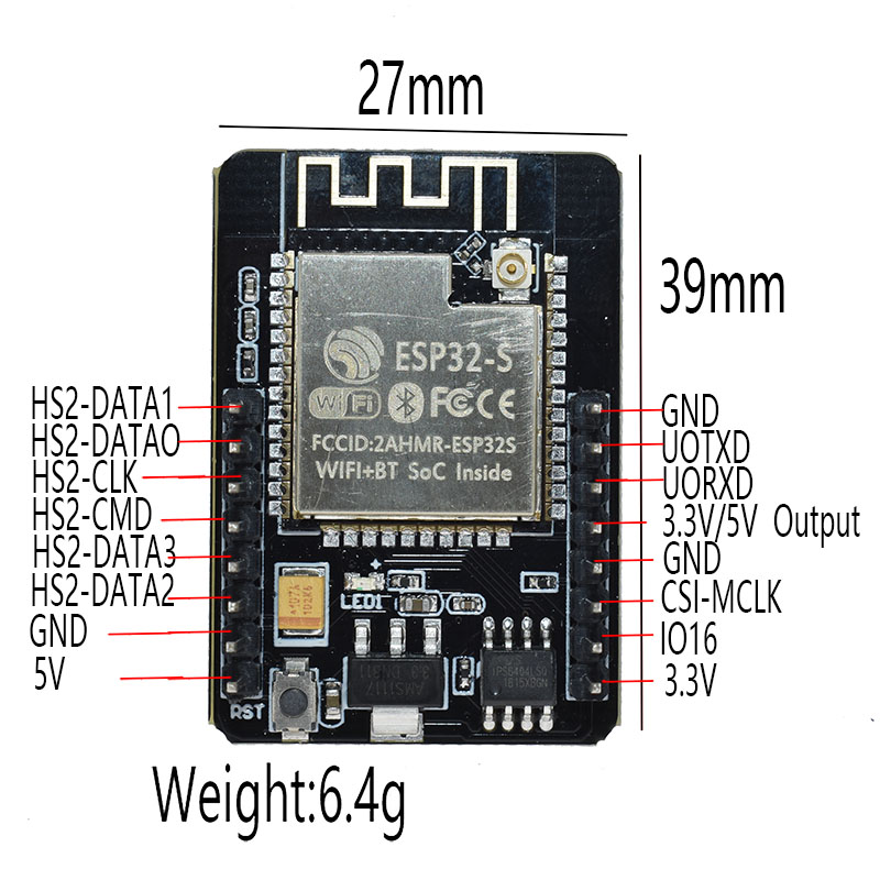 RDS Electronics- ESP32 serial to WiFi ESP32 CAM Development Board 5V Bluetooth with OV2640 Camera ESP-32S WiFi Module