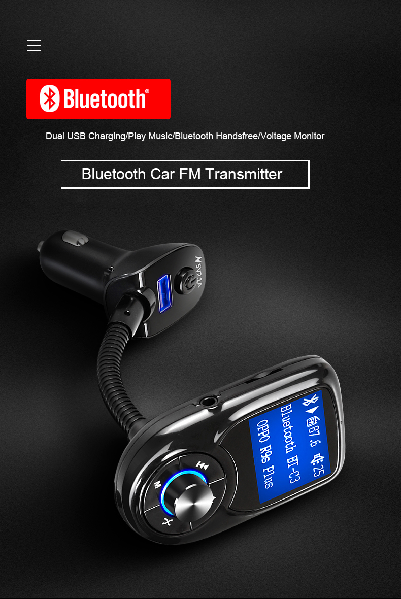 2018 New Wireless Bluetooth FM Transmitter with Car Charger