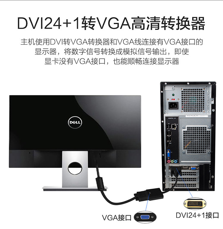 Hot sale DVI TO VGA tape chip DVI 24+1 male to VGA female adapter 1080p factory sell directly