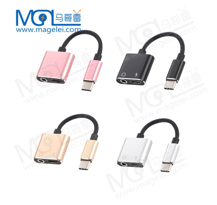 Type c earphone adapter cable listen to the music charging calling three in one 3.5 mm audio line