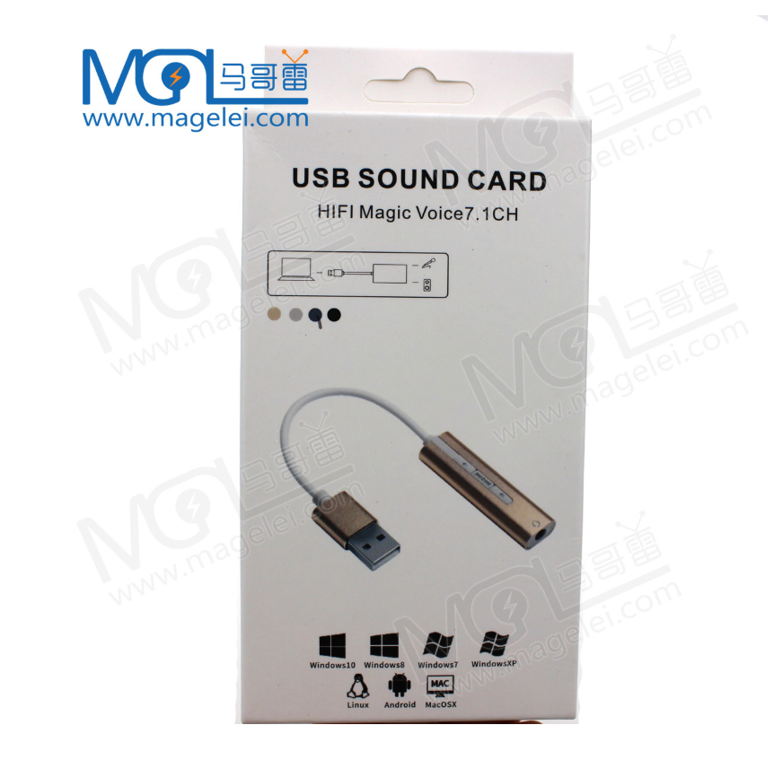 Aluminum alloy external Usb 7.1 audio sound card to headset for laptop, telephone