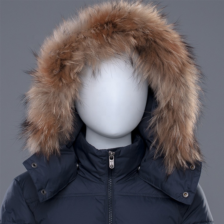 Popular Trendy Raccoon Fur Hooded Children Winter Down Jacket For Boy